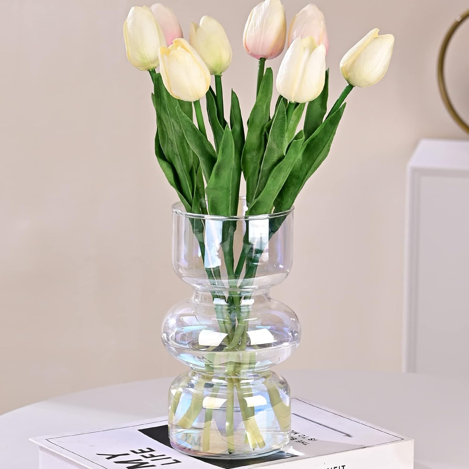 DECENT GLASS Glass Flower Vase (13 X 10cm, Clear)